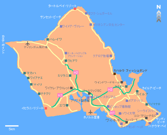 オアフ島の地図/ハワイ123ドットコム Highway
