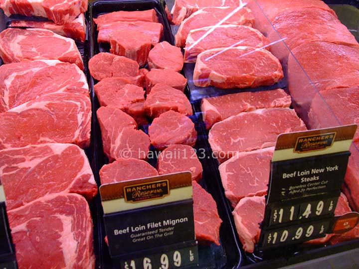 スーパーで売られているステーキ用の牛肉