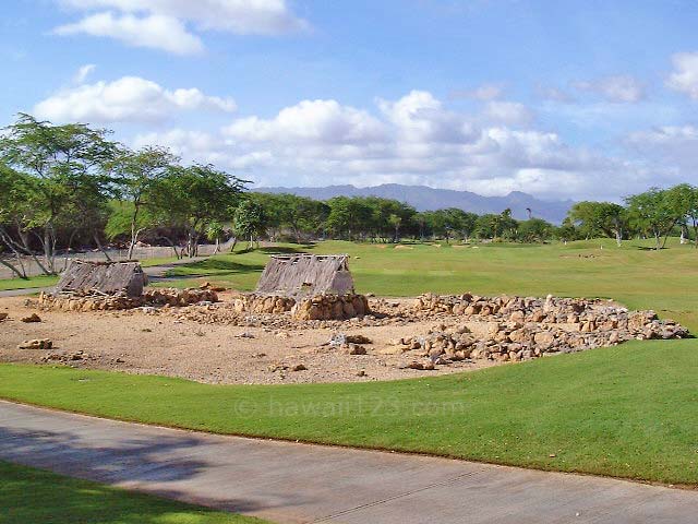 エヴァビーチゴルフクラブの古代ハワイの遺跡