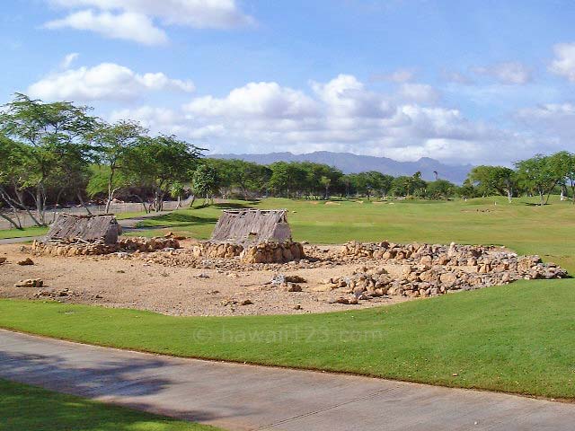 エヴァビーチゴルフクラブの古代ハワイの遺跡