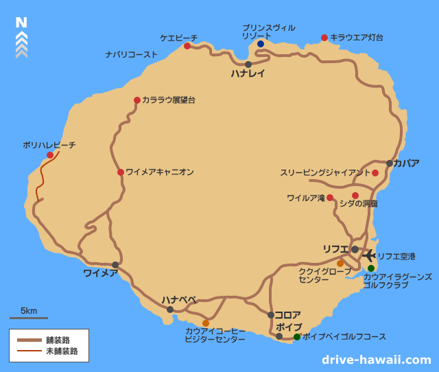 カウアイ島の地図