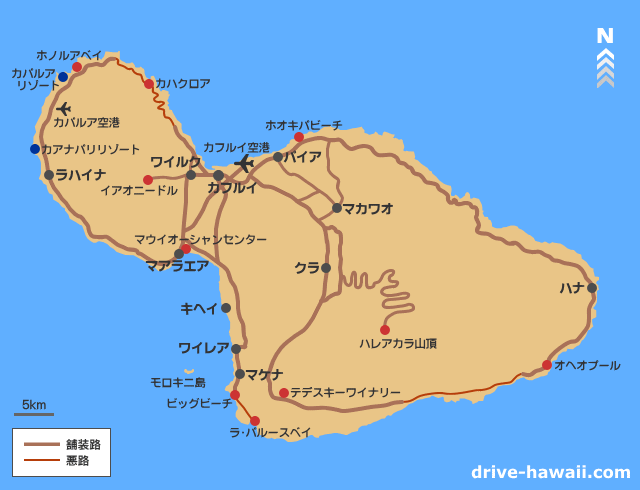 マウイ島の地図
