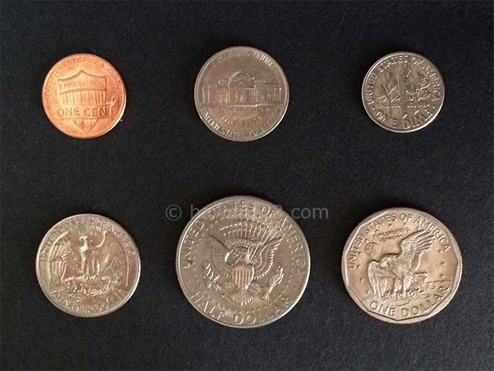 1セントから1ドルまでの硬貨