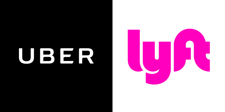 UberとLyftのロゴ